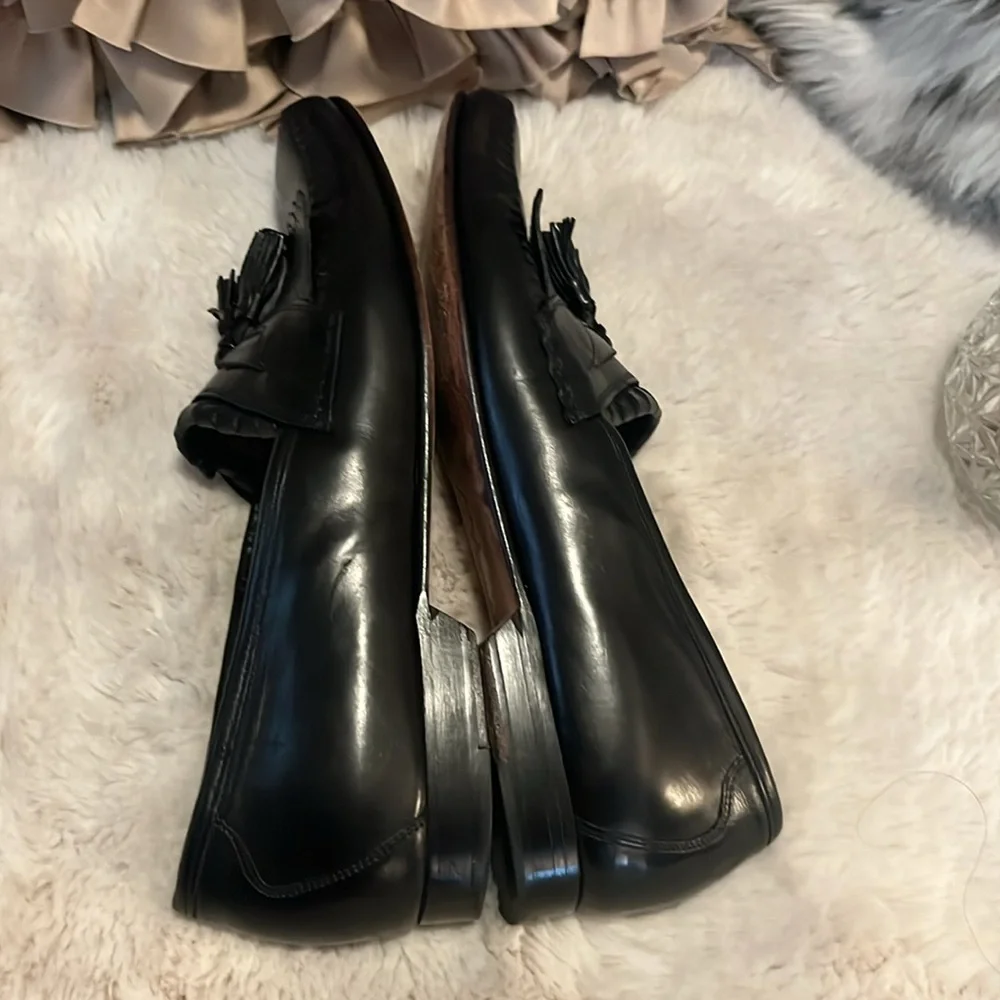 Johnston & Murphy Men’s Black Leather Loafer Slip On Tassel Dress Shoes  Sz 9